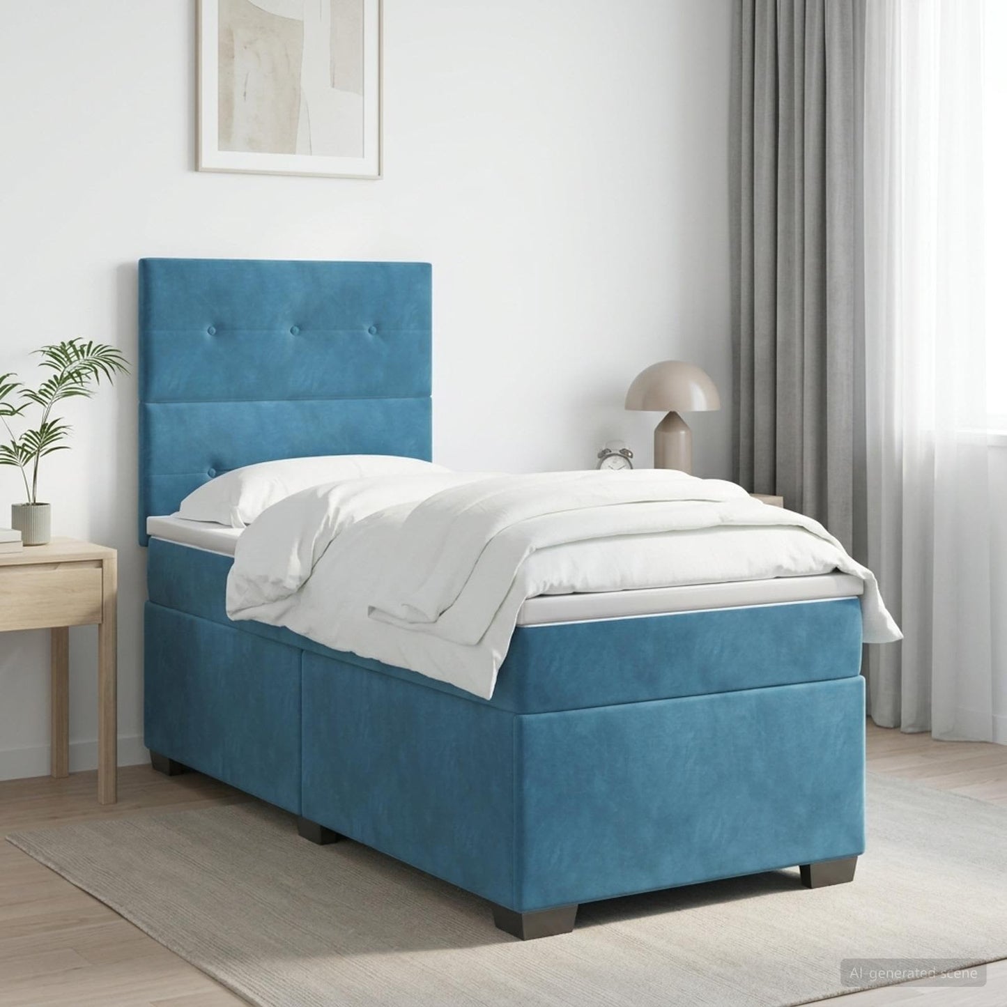 vidaXL Κρεβάτι box spring με στρώμα Μπλε 80 x 200 cm Βελούδο