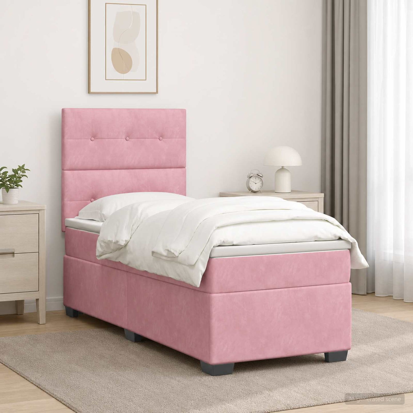 vidaXL Κρεβάτι box spring με στρώμα Ροζ 80 x 200 cm Βελούδο