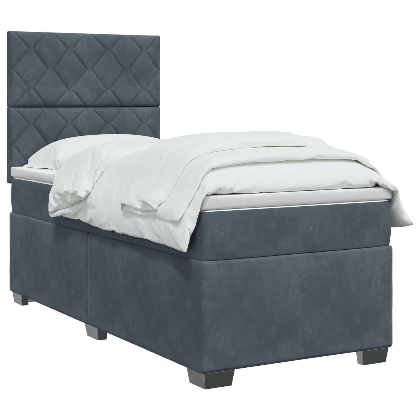vidaXL Κρεβάτι box spring με στρώμα Σκούρο Γκρι 80 x 200 cm Βελούδο