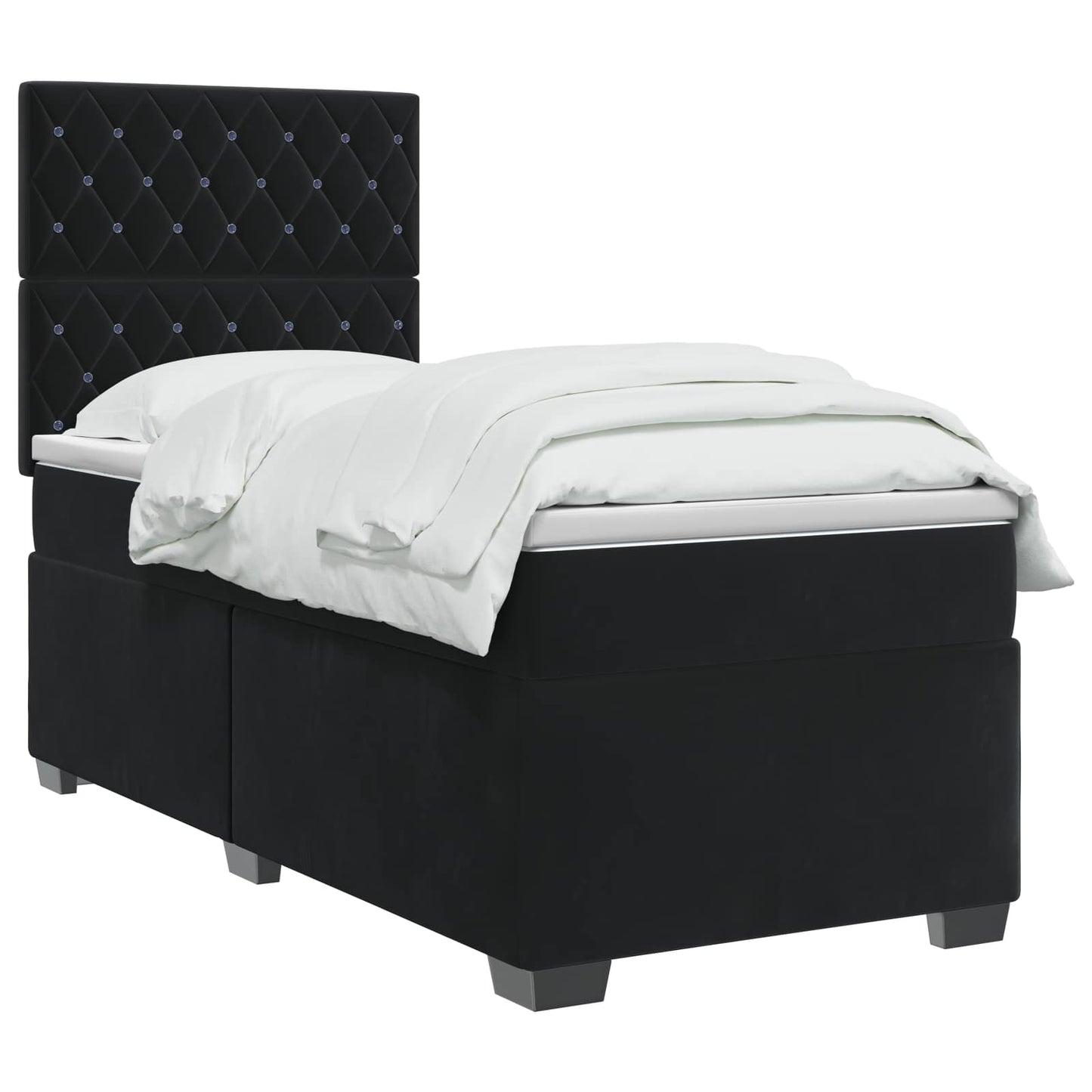 vidaXL Κρεβάτι box spring με στρώμα Μαύρο 90 x 190 cm Βελούδο