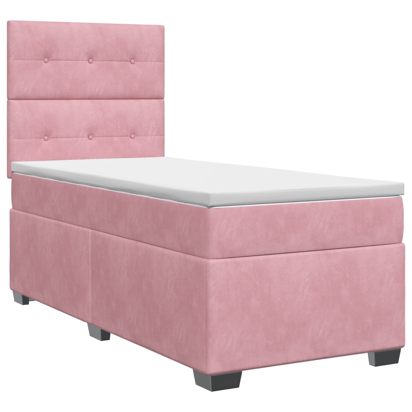 vidaXL Κρεβάτι box spring με στρώμα Ροζ 90 x 200 cm Βελούδο