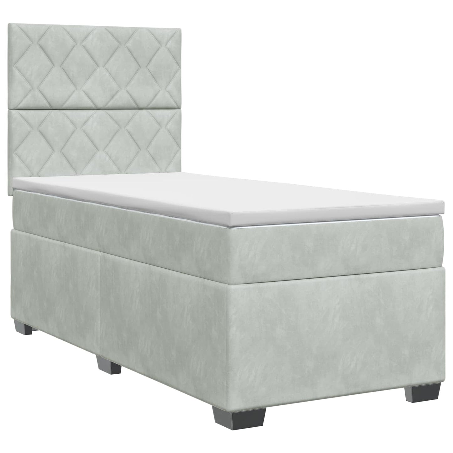 vidaXL Κρεβάτι box spring με στρώμα Ανοιχτό γκρι 90 x 200 cm Βελούδο
