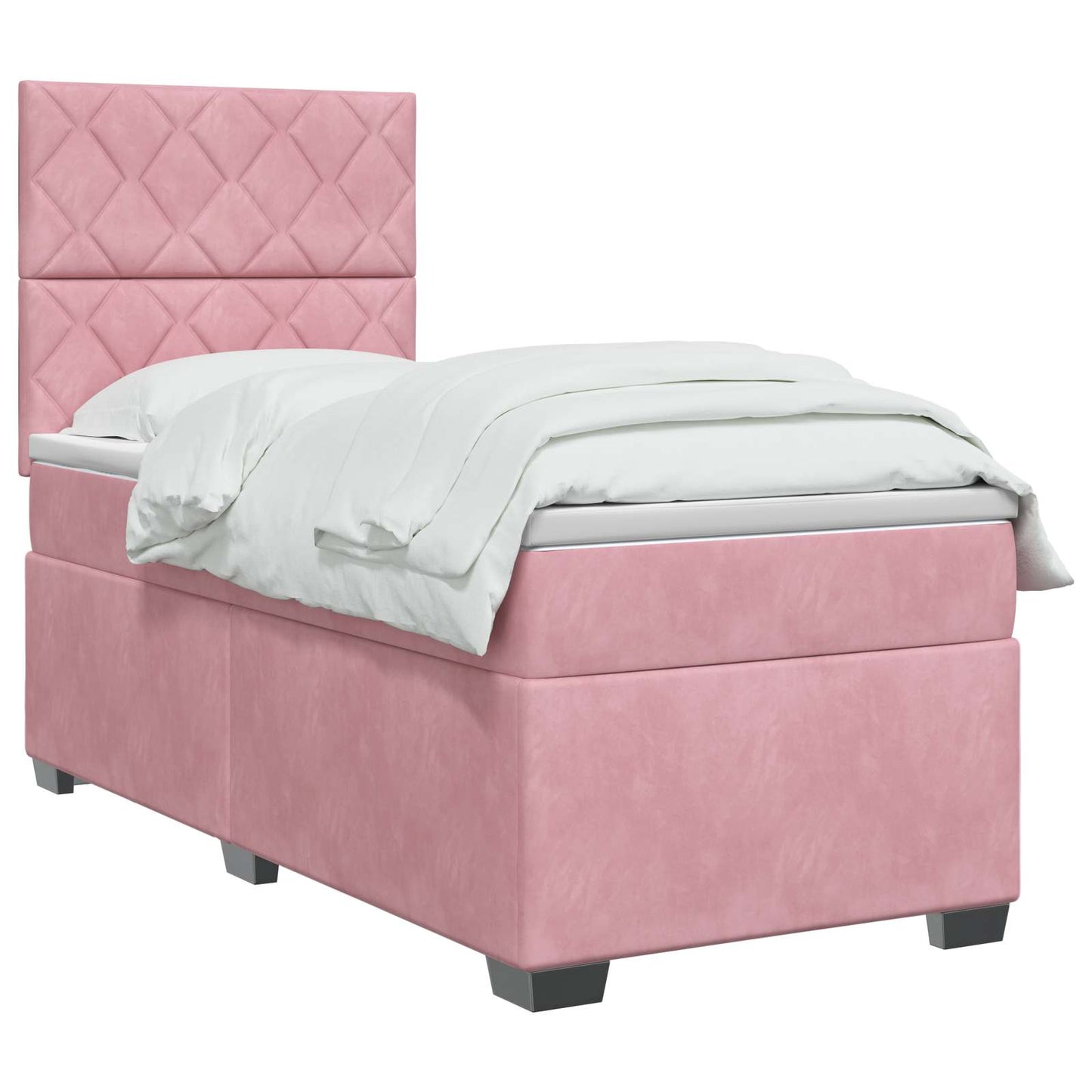 vidaXL Κρεβάτι box spring με στρώμα Ροζ 90 x 200 cm Βελούδο