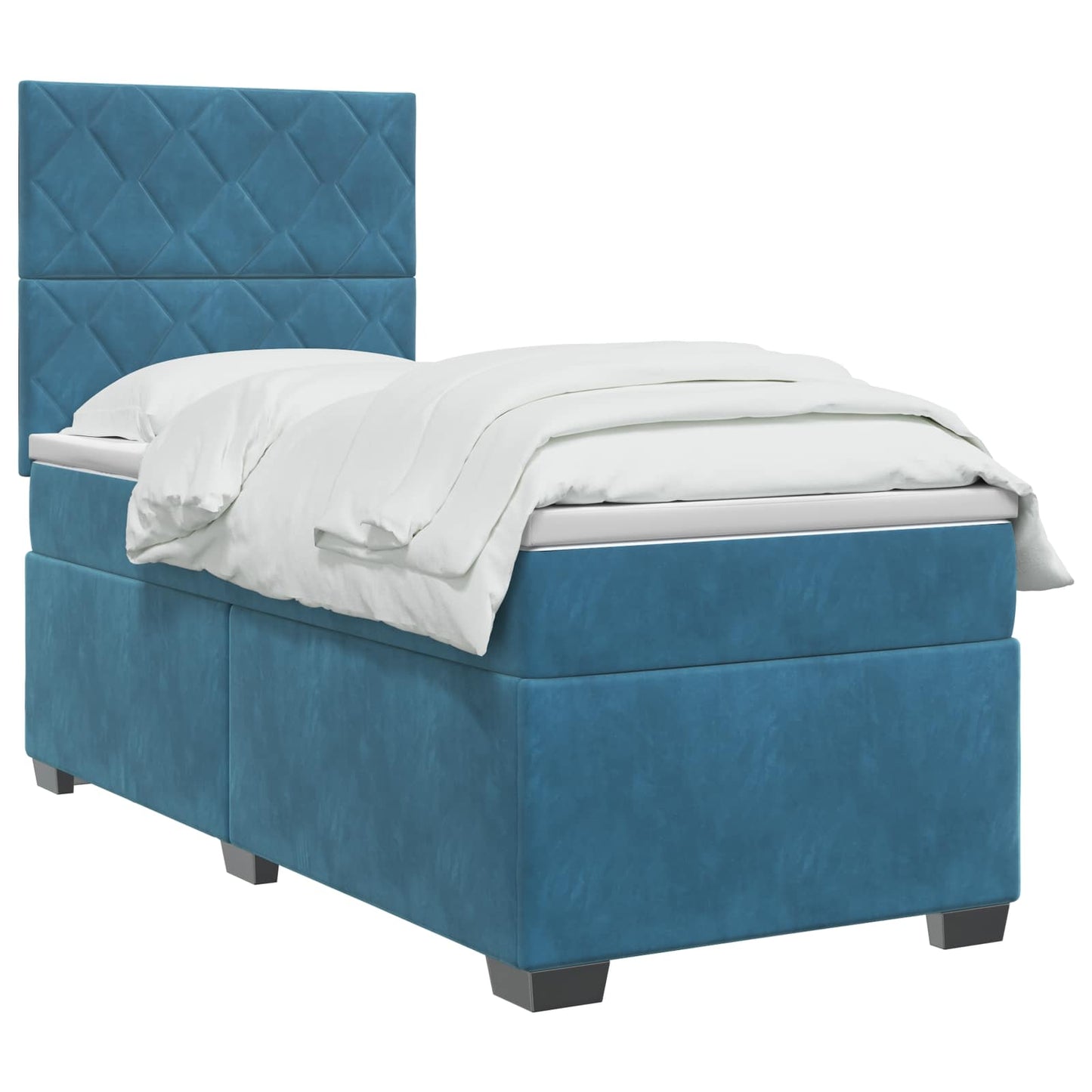 vidaXL Κρεβάτι box spring με στρώμα Μπλε 100 x 200 cm Βελούδο