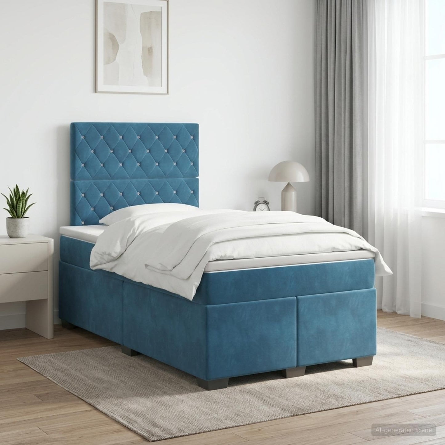 vidaXL Κρεβάτι box spring με στρώμα Μπλε 120 x 190 cm Βελούδο
