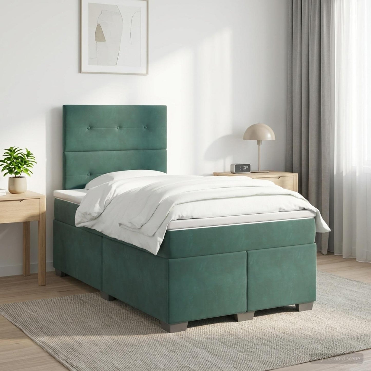 vidaXL Κρεβάτι box spring με στρώμα Σκούρο Πράσινο 120 x 190 cm