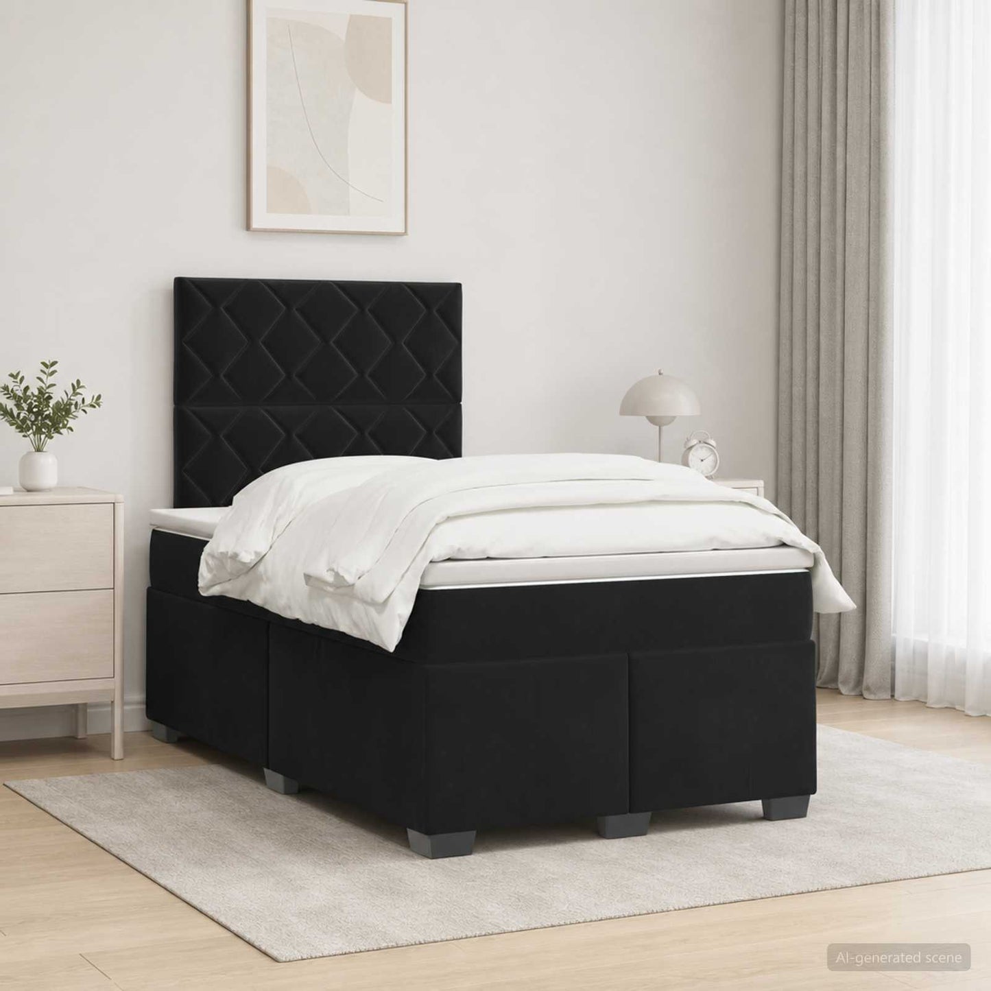 vidaXL Κρεβάτι box spring με στρώμα Μαύρο 120 x 200 cm Βελούδο