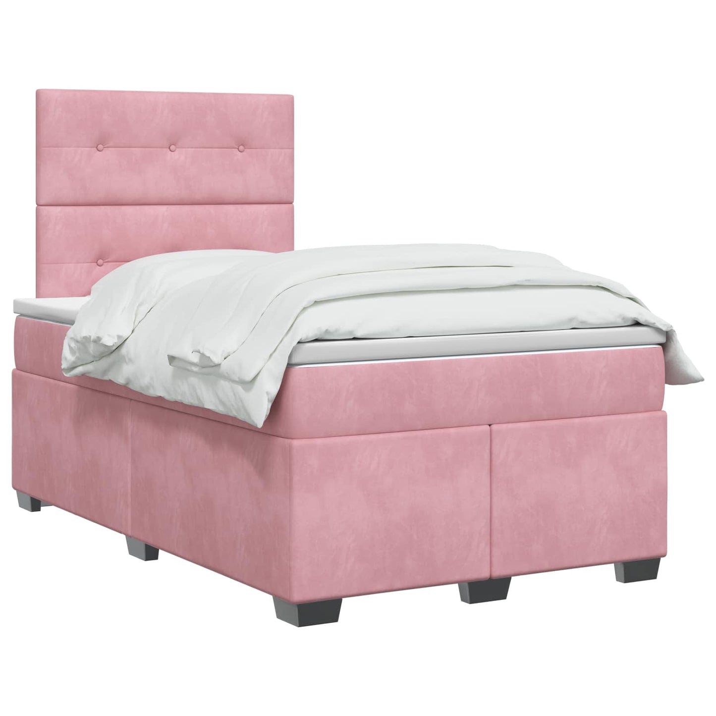 vidaXL Κρεβάτι box spring με στρώμα Ροζ 120 x 200 cm Βελούδο