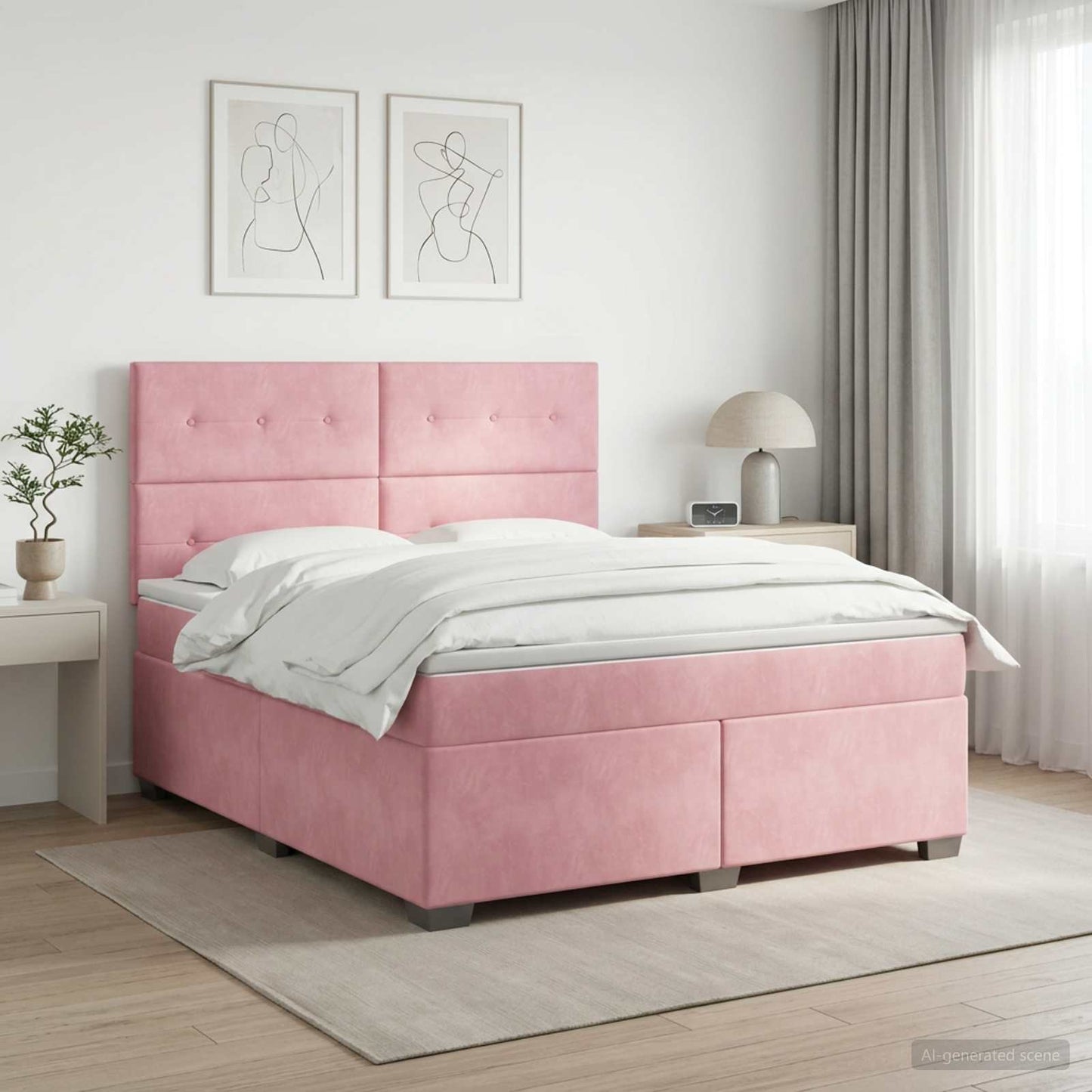 vidaXL Κρεβάτι box spring με στρώμα Ροζ 160 x 200 cm Βελούδο