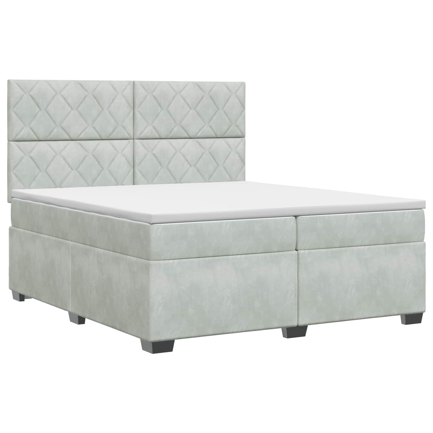 vidaXL Κρεβάτι box spring με στρώμα Ανοιχτό γκρι 200 x 200 cm Βελούδο