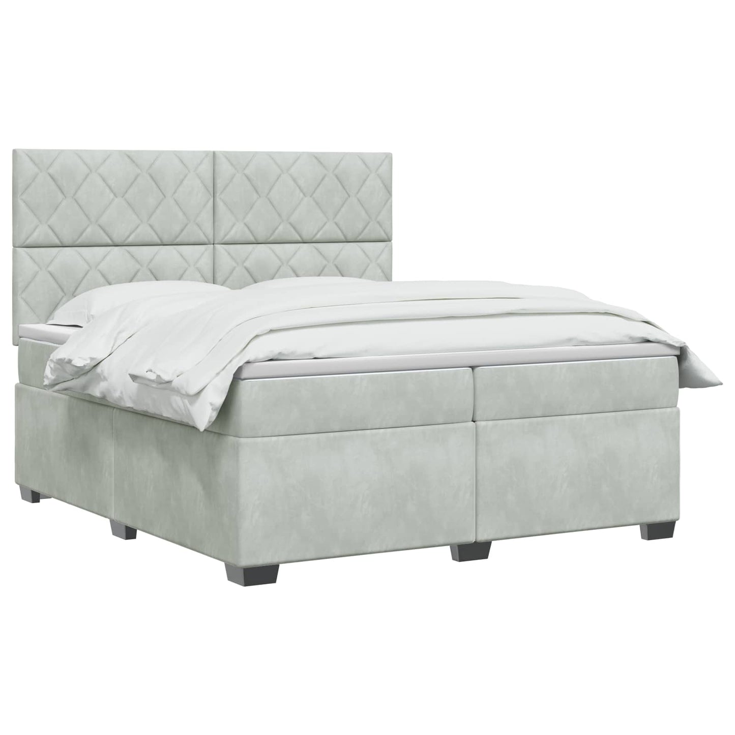vidaXL Κρεβάτι box spring με στρώμα Ανοιχτό γκρι 200 x 200 cm Βελούδο