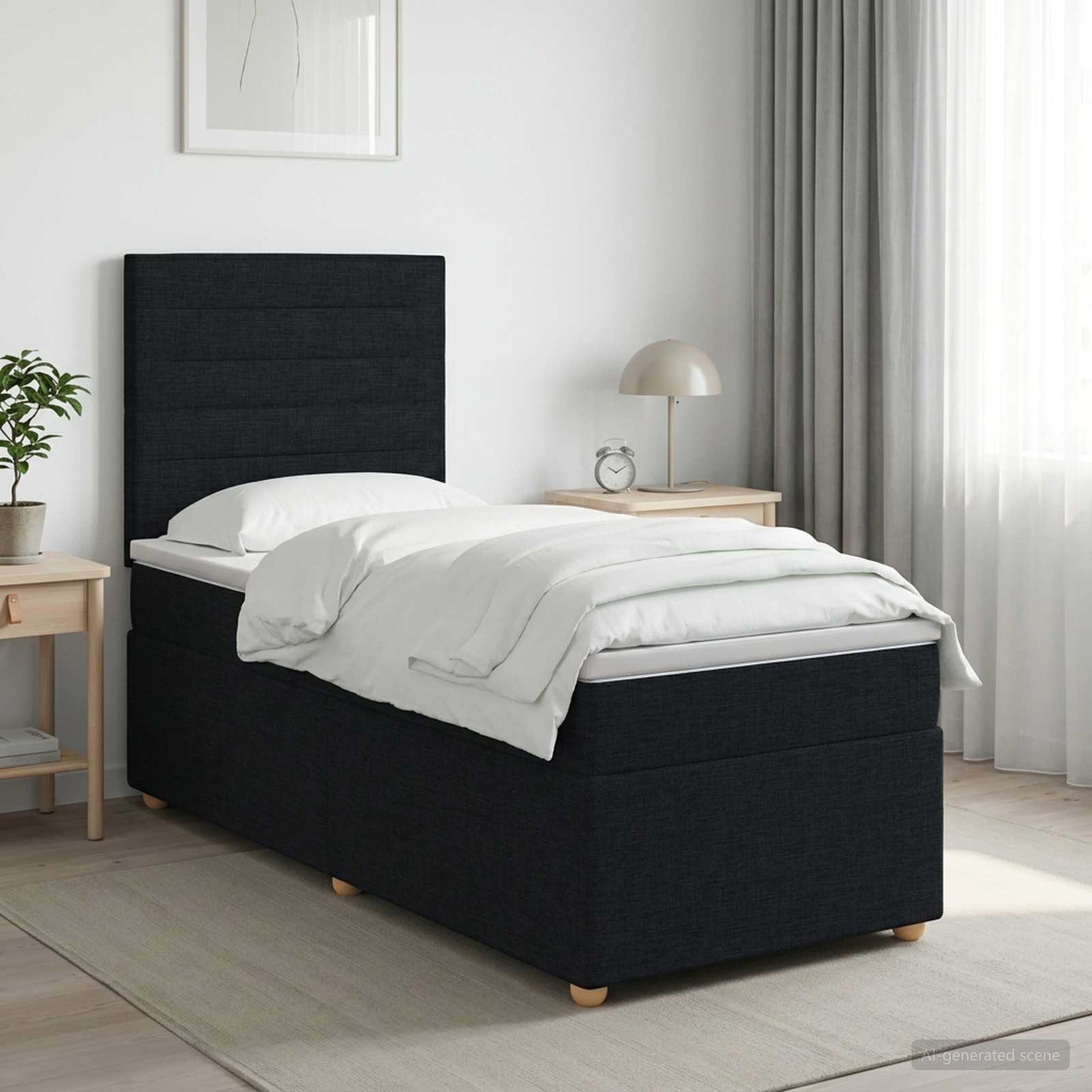 vidaXL Κρεβάτι box spring με στρώμα Μαύρο 80 x 200 cm Ύφασμα