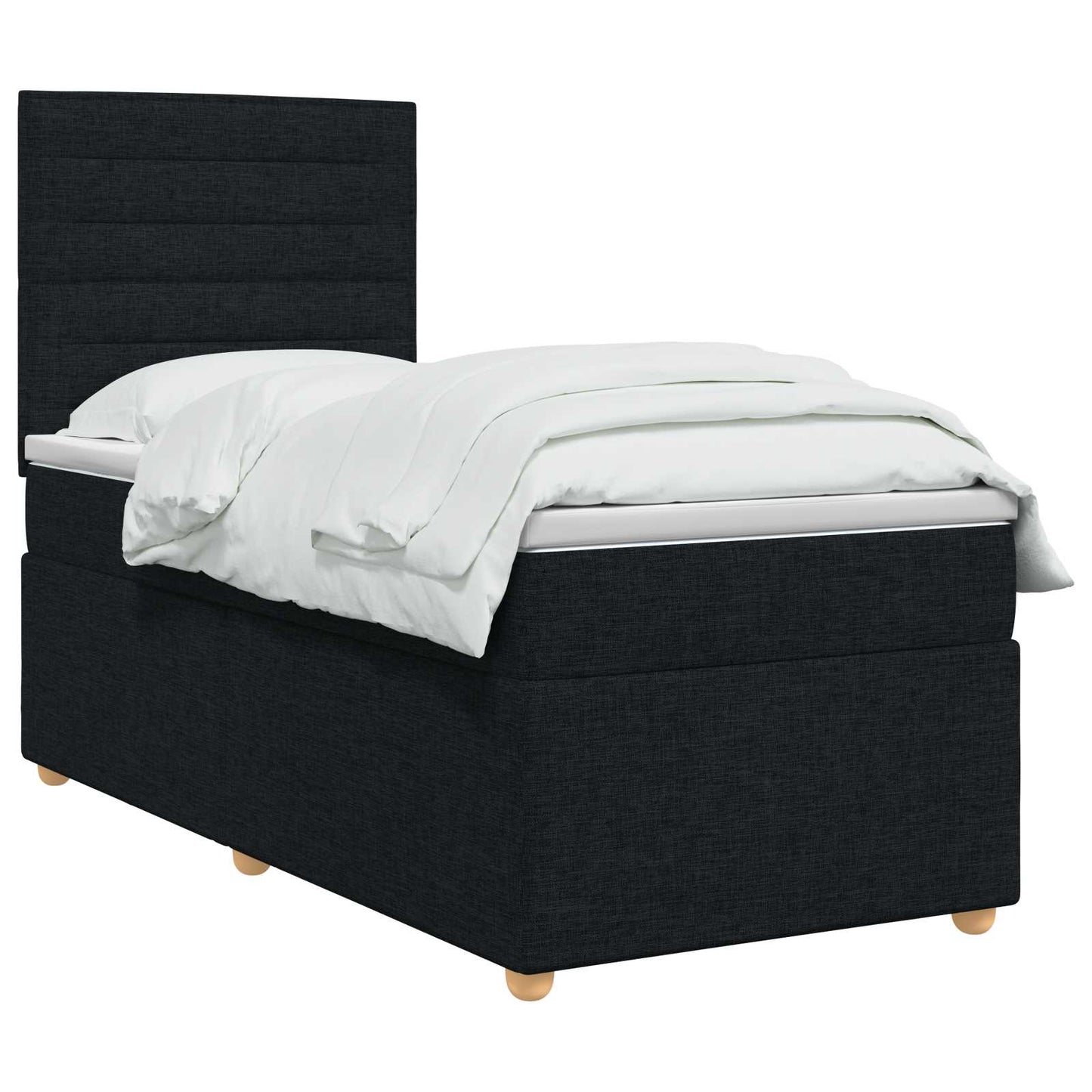 vidaXL Κρεβάτι box spring με στρώμα Μαύρο 80 x 200 cm Ύφασμα