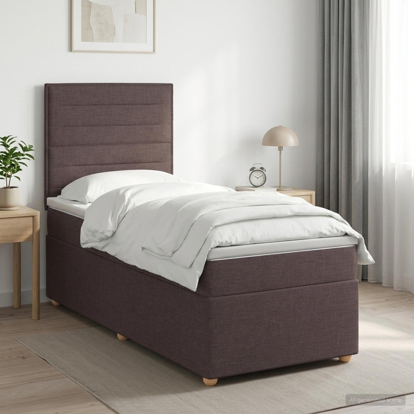 vidaXL Κρεβάτι box spring με στρώμα Σκούρο Καφέ 90 x 200 cm Ύφασμα