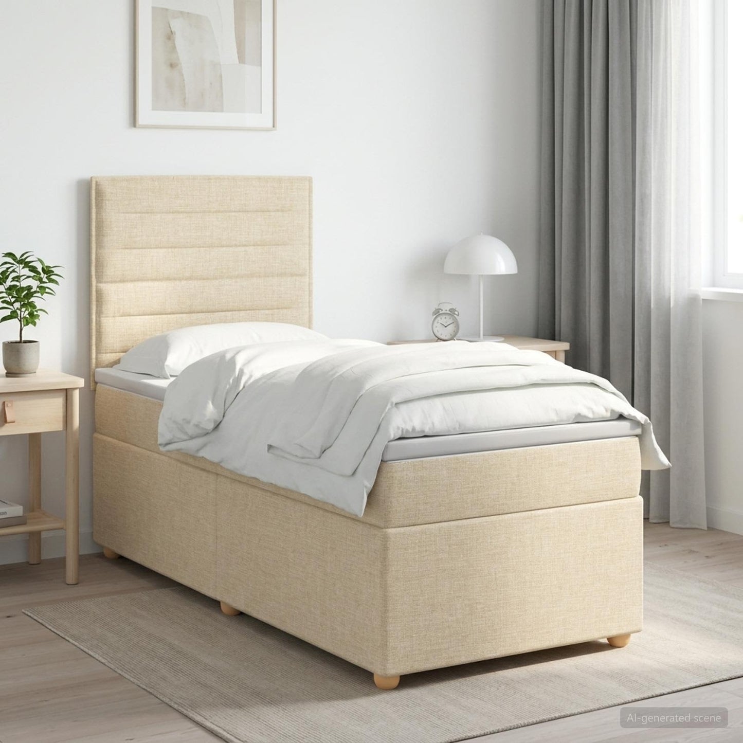 vidaXL Κρεβάτι box spring με στρώμα Κρεμ 80 x 200 cm Ύφασμα