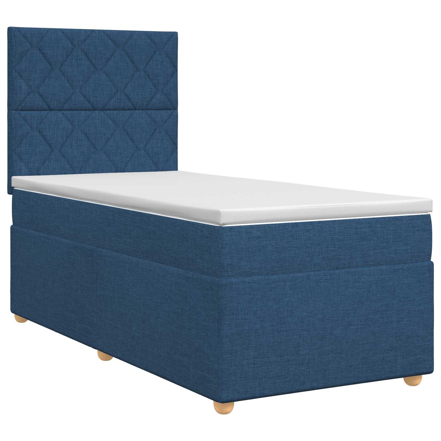 vidaXL Κρεβάτι box spring με στρώμα Μπλε 90 x 190 cm Ύφασμα