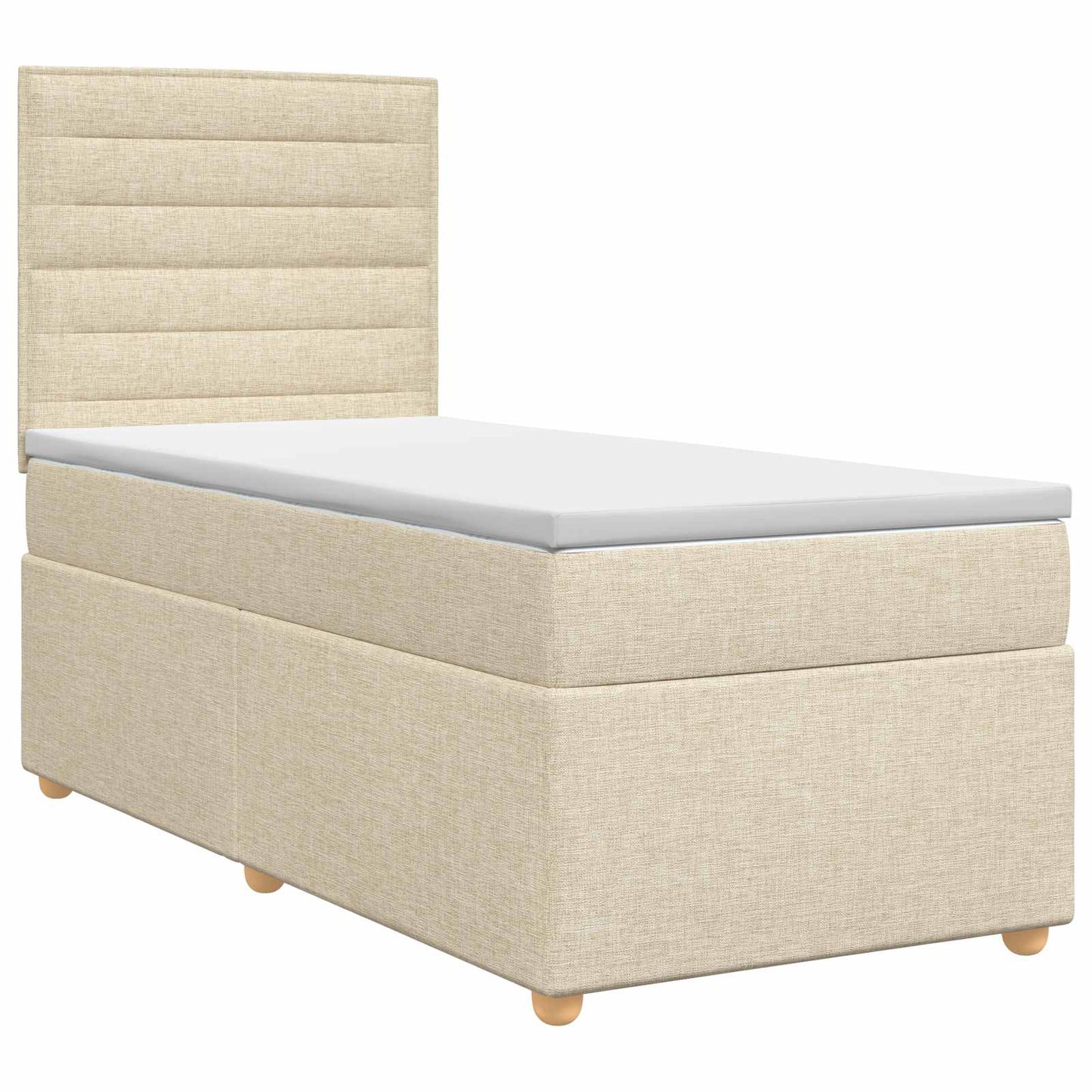 vidaXL Κρεβάτι box spring με στρώμα Κρεμ 90 x 200 cm Ύφασμα