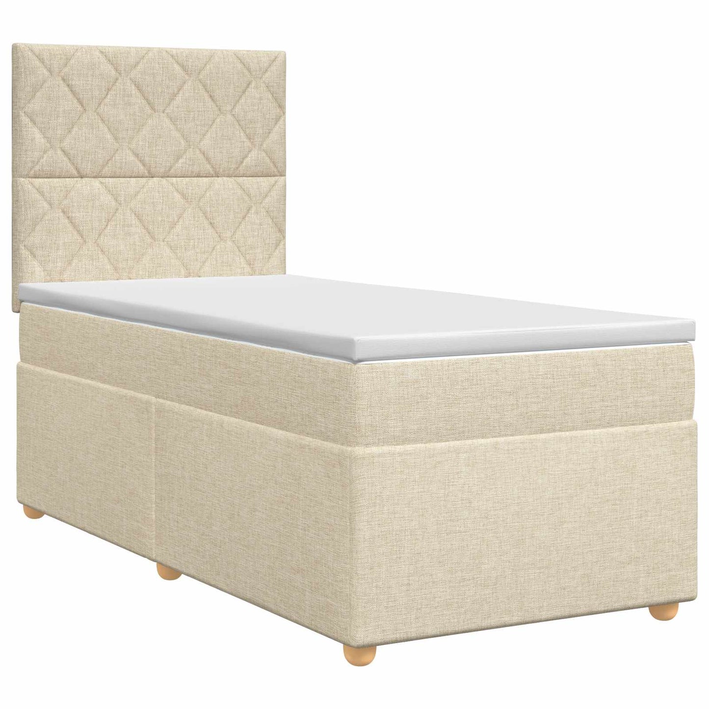 vidaXL Κρεβάτι box spring με στρώμα Κρεμ 90 x 200 cm Ύφασμα
