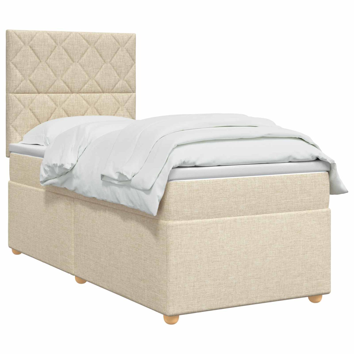 vidaXL Κρεβάτι box spring με στρώμα Κρεμ 90 x 200 cm Ύφασμα