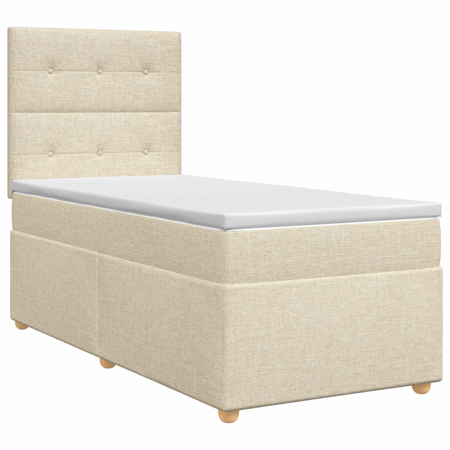 vidaXL Κρεβάτι box spring με στρώμα Κρεμ 100 x 200 cm Ύφασμα