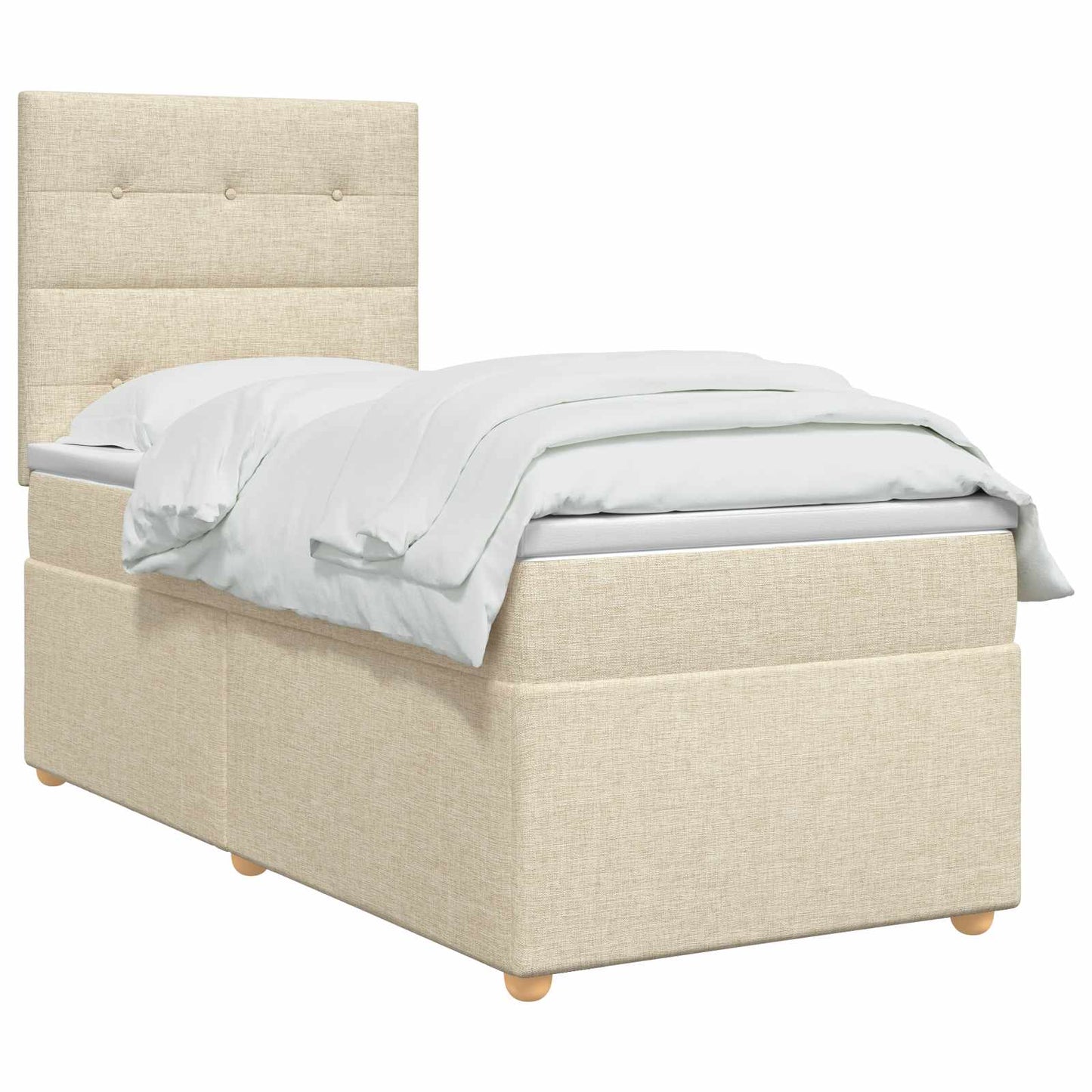vidaXL Κρεβάτι box spring με στρώμα Κρεμ 100 x 200 cm Ύφασμα