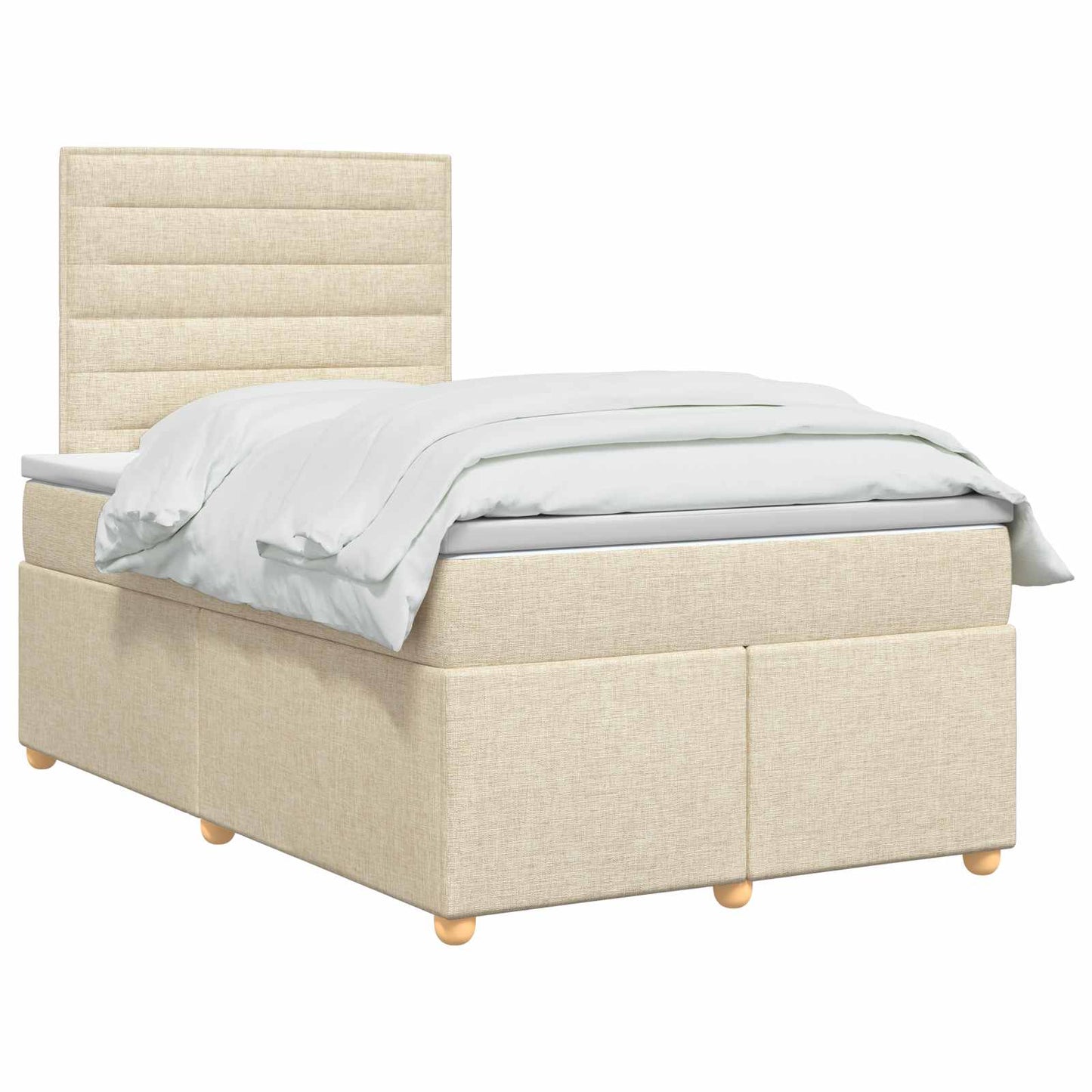 vidaXL Κρεβάτι box spring με στρώμα Κρεμ 120 x 200 cm Ύφασμα