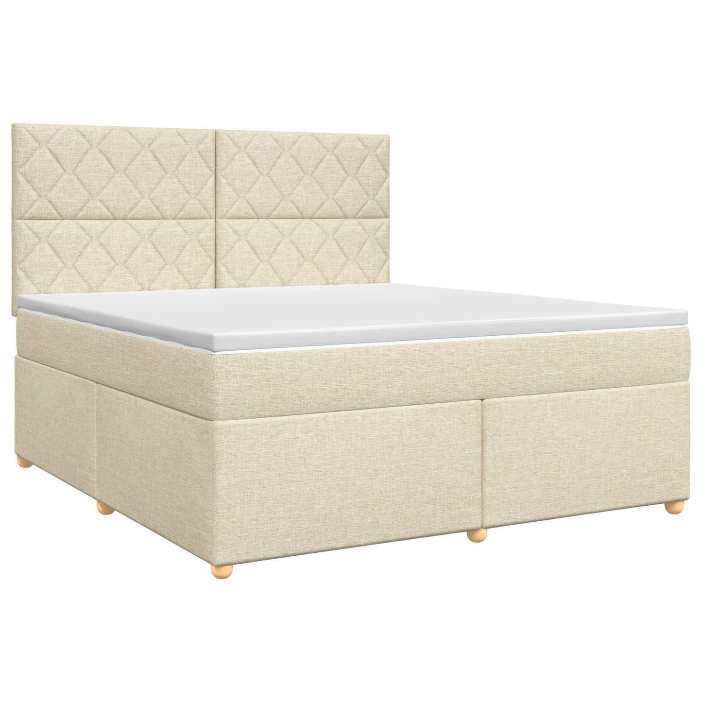 vidaXL Κρεβάτι box spring με στρώμα Κρεμ 140 x 200 cm Ύφασμα