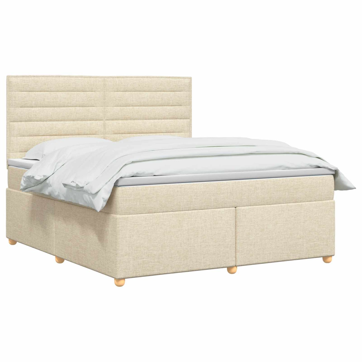 vidaXL Κρεβάτι box spring με στρώμα Κρεμ 180 x 200 cm Ύφασμα