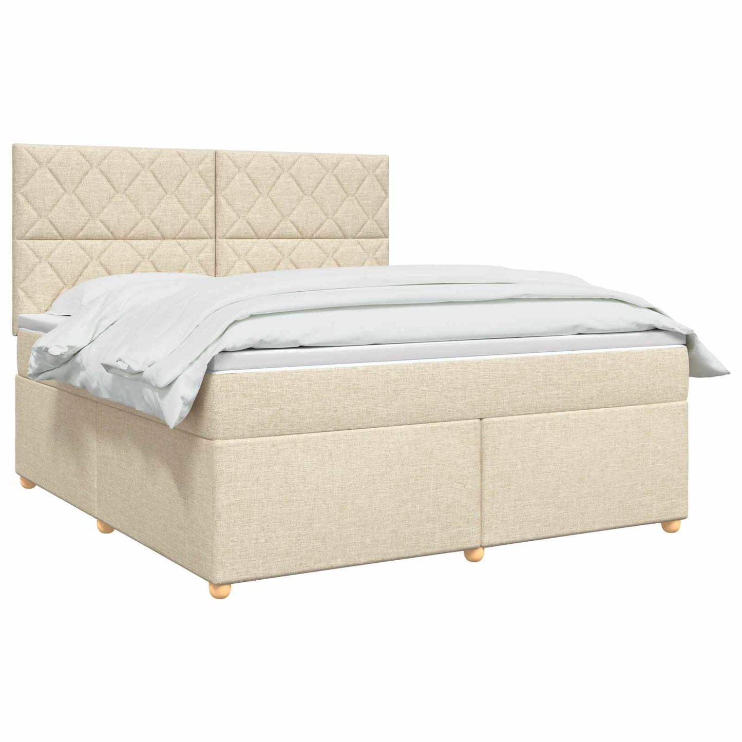 vidaXL Κρεβάτι box spring με στρώμα Κρεμ 180 x 200 cm Ύφασμα