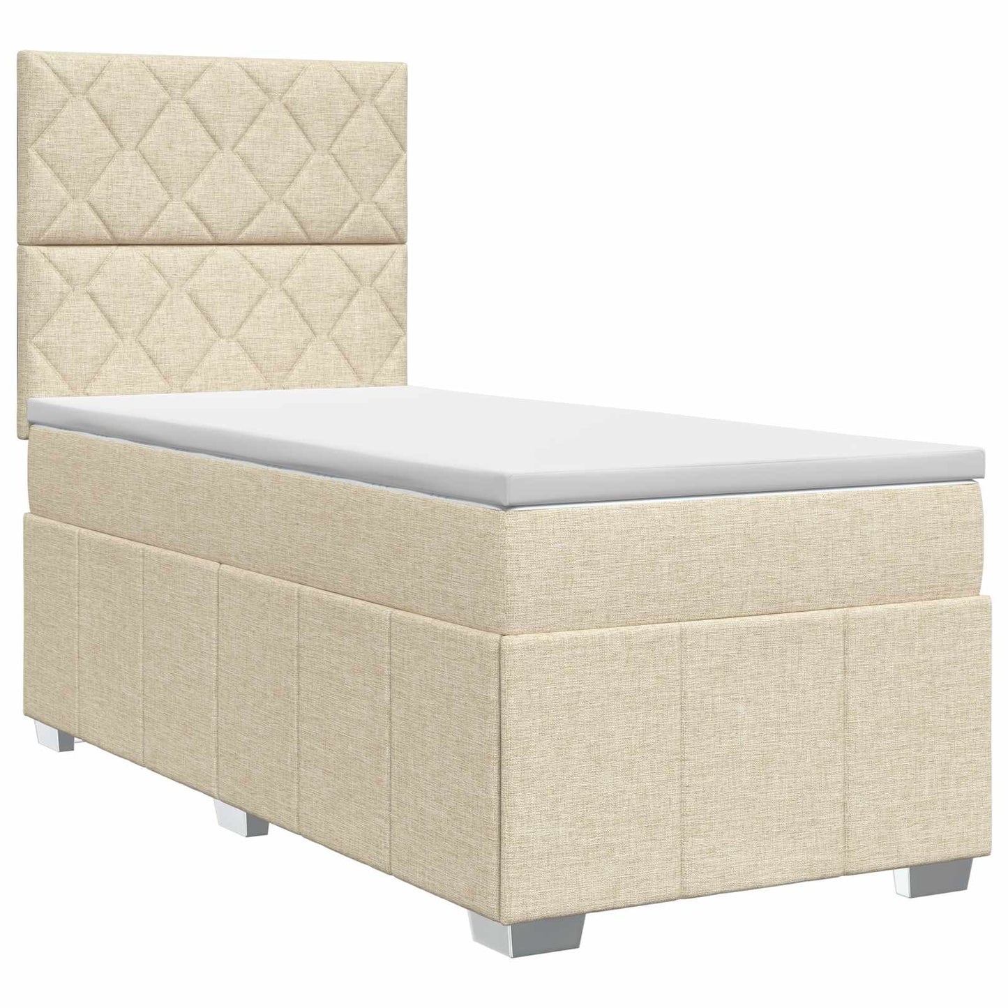 vidaXL Κρεβάτι box spring με στρώμα Κρεμ 90 x 200 cm Ύφασμα
