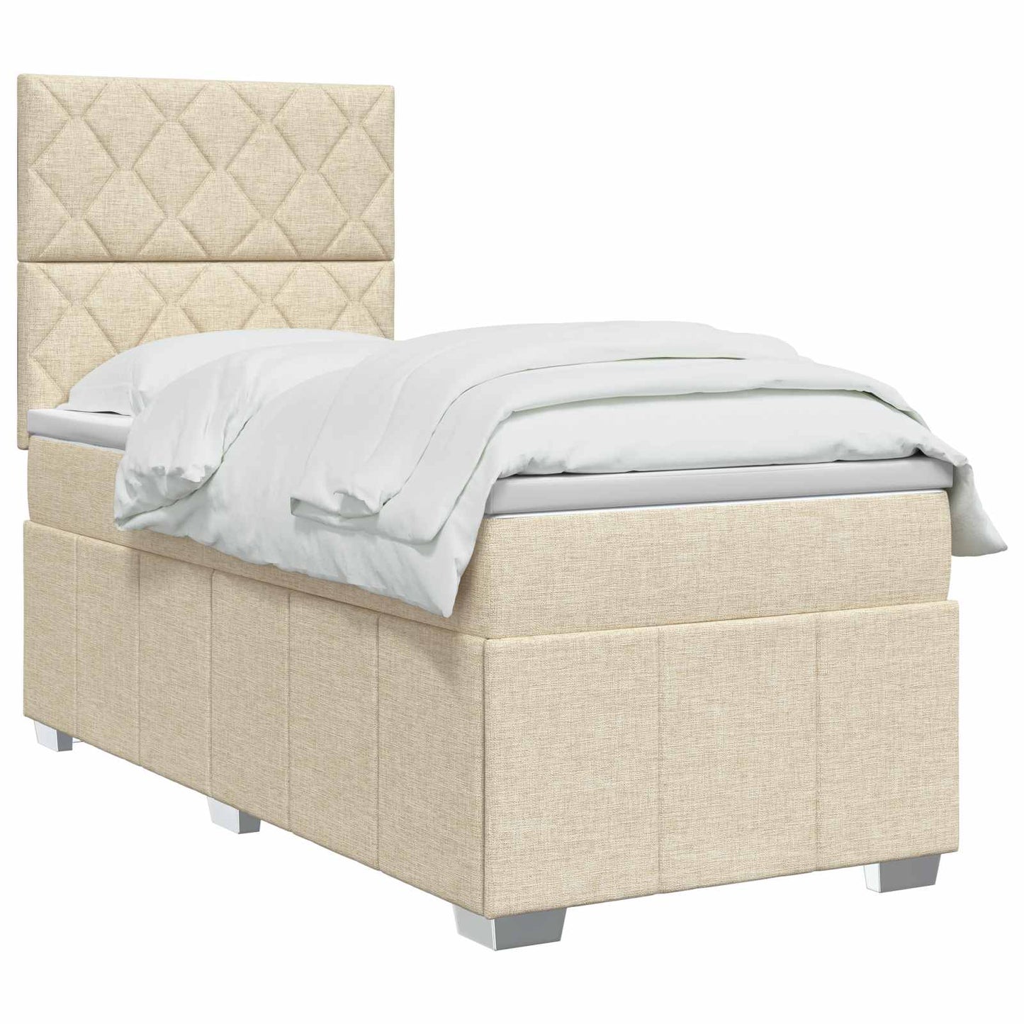 vidaXL Κρεβάτι box spring με στρώμα Κρεμ 90 x 200 cm Ύφασμα