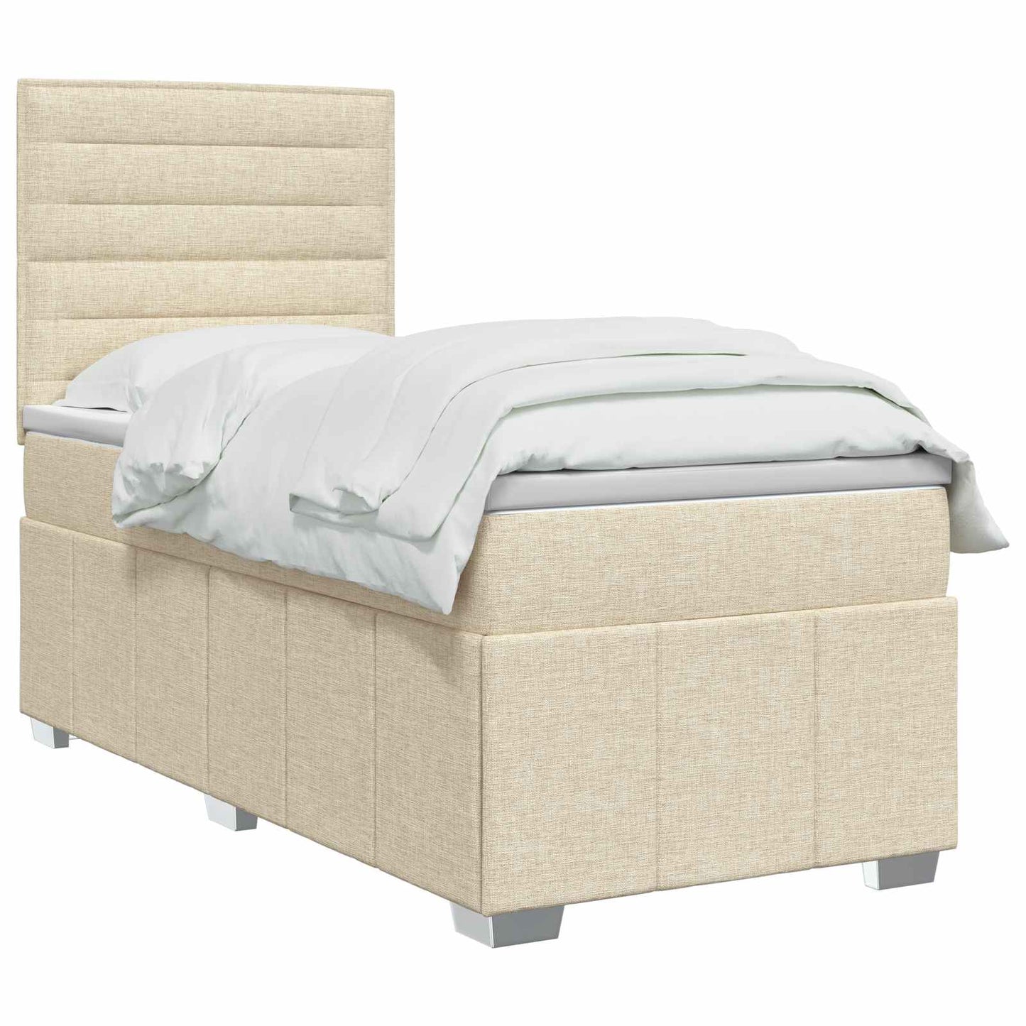 vidaXL Κρεβάτι box spring με στρώμα Κρεμ 100 x 200 cm Ύφασμα
