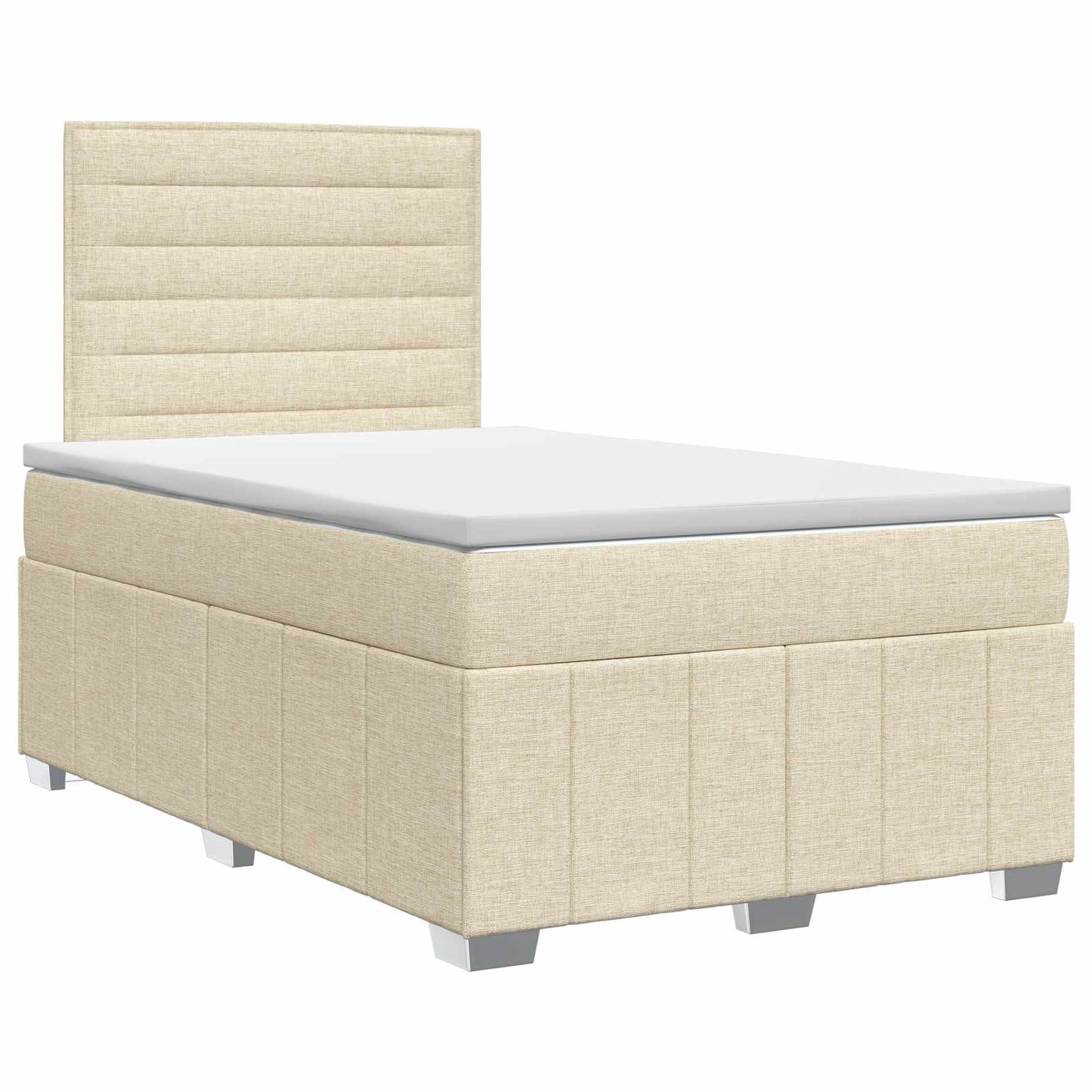 vidaXL Κρεβάτι box spring με στρώμα Κρεμ 120 x 190 cm Ύφασμα