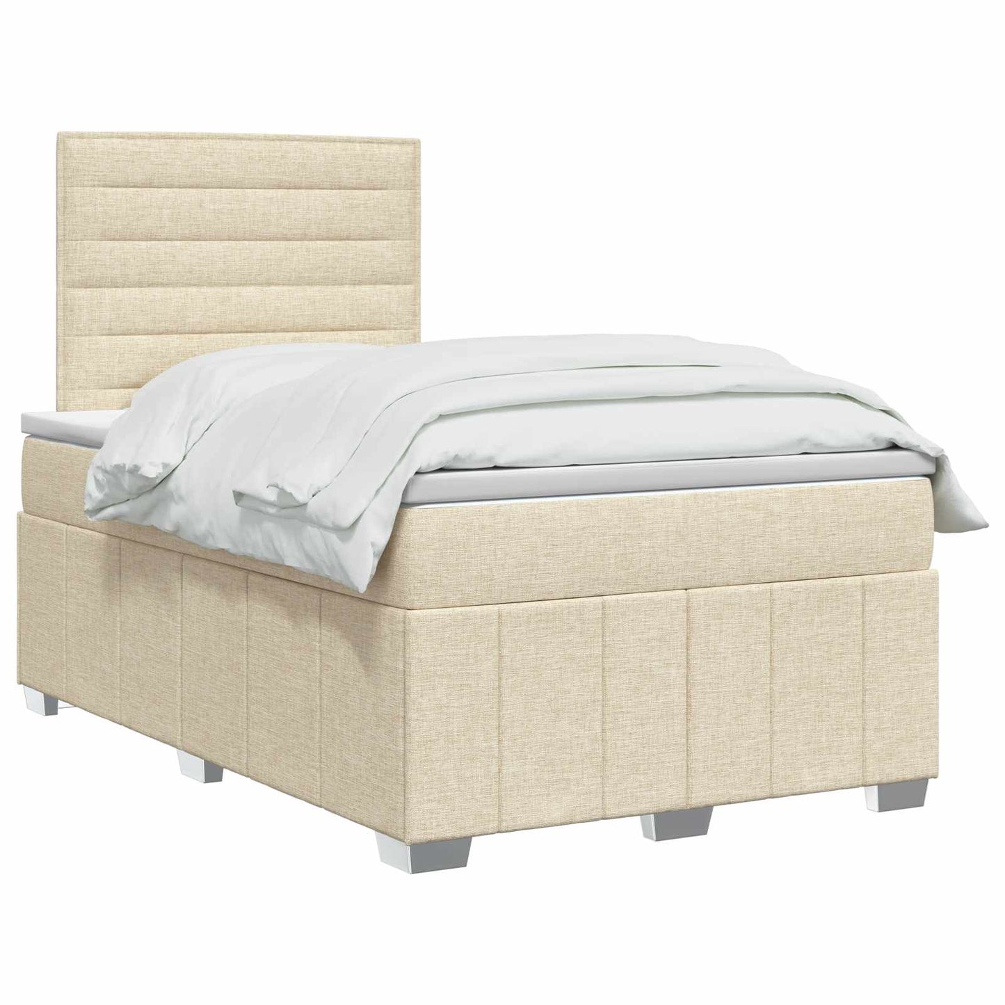 vidaXL Κρεβάτι box spring με στρώμα Κρεμ 120 x 190 cm Ύφασμα