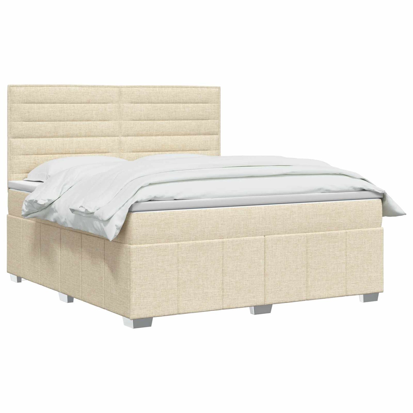 vidaXL Κρεβάτι box spring με στρώμα Κρεμ 160 x 200 cm Ύφασμα