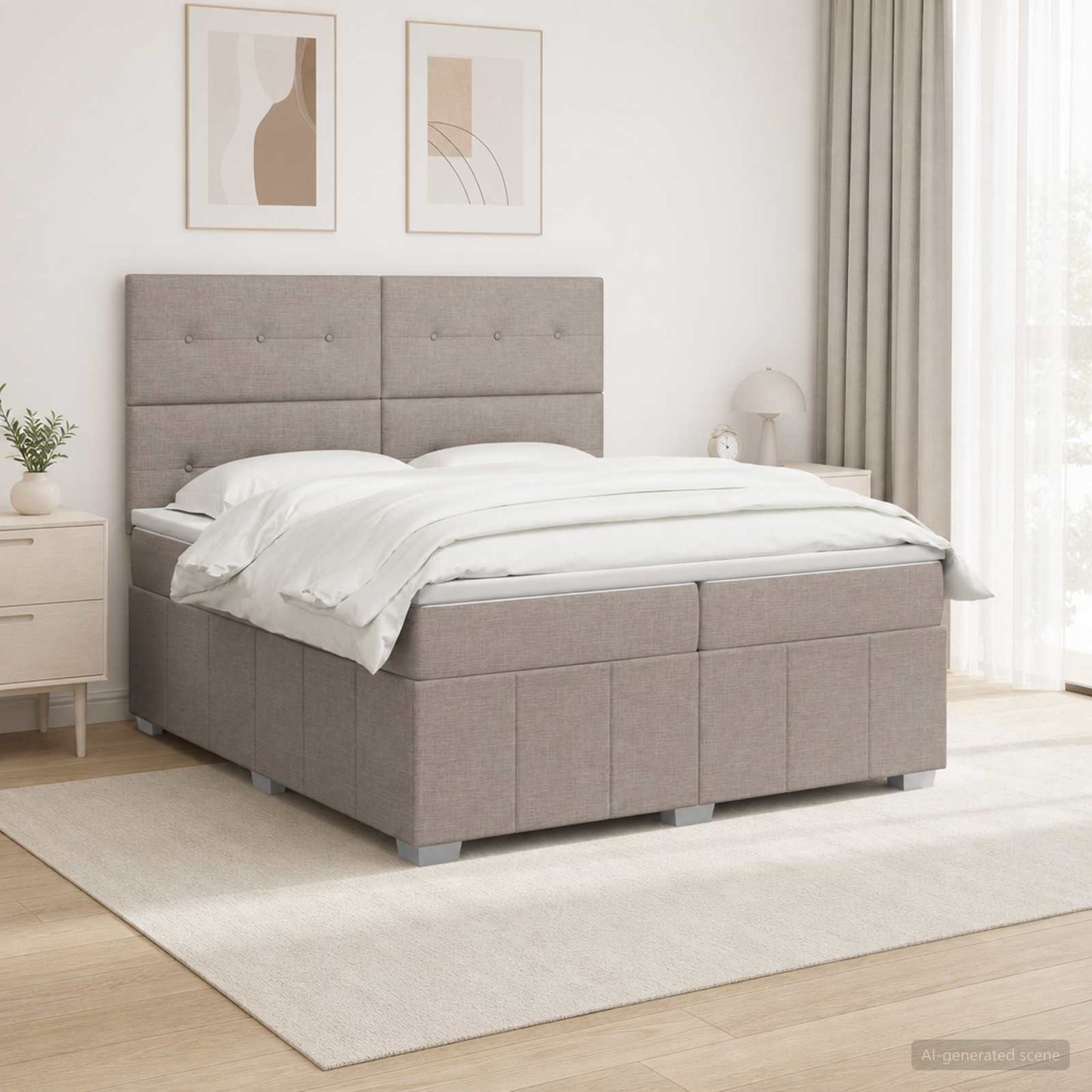 vidaXL Κρεβάτι box spring με στρώμα Taupe 200 x 200 cm Ύφασμα
