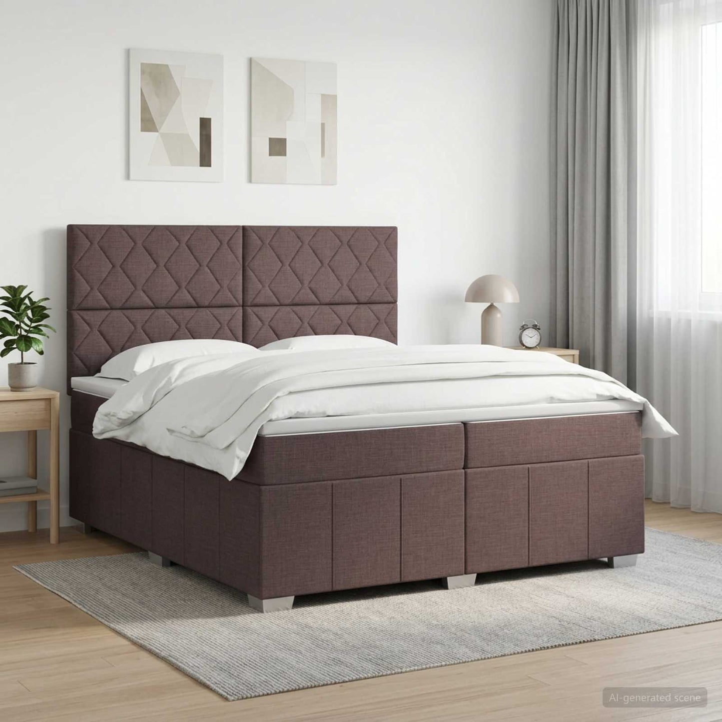 vidaXL Κρεβάτι box spring με στρώμα Σκούρο Καφέ 200 x 200 cm Ύφασμα