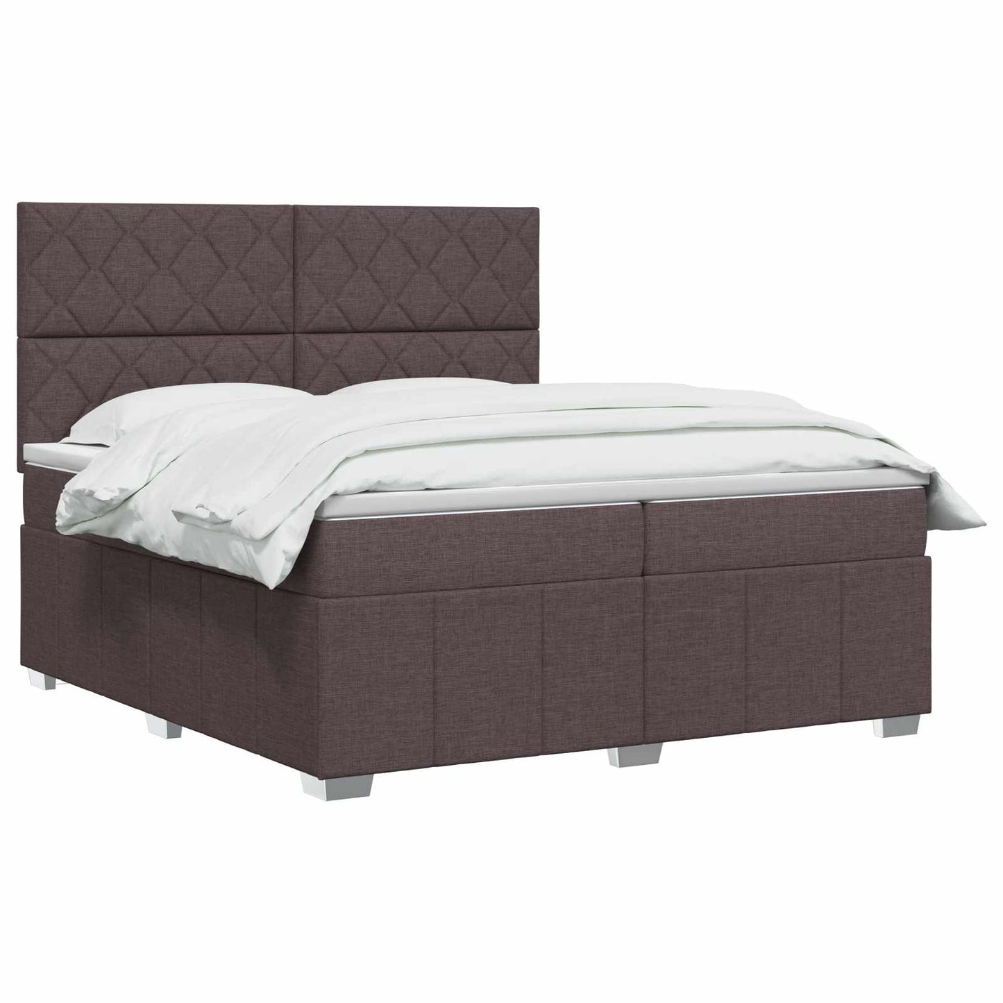 vidaXL Κρεβάτι box spring με στρώμα Σκούρο Καφέ 200 x 200 cm Ύφασμα