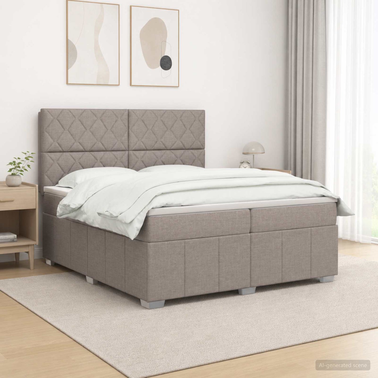vidaXL Κρεβάτι box spring με στρώμα Taupe 200 x 200 cm Ύφασμα