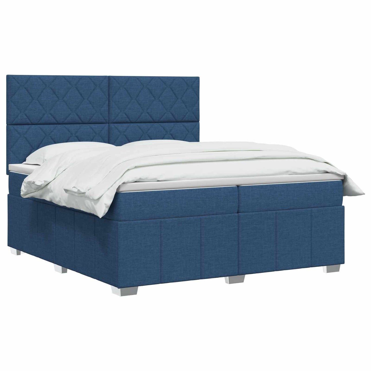 vidaXL Κρεβάτι box spring με στρώμα Μπλε 200 x 200 cm Ύφασμα