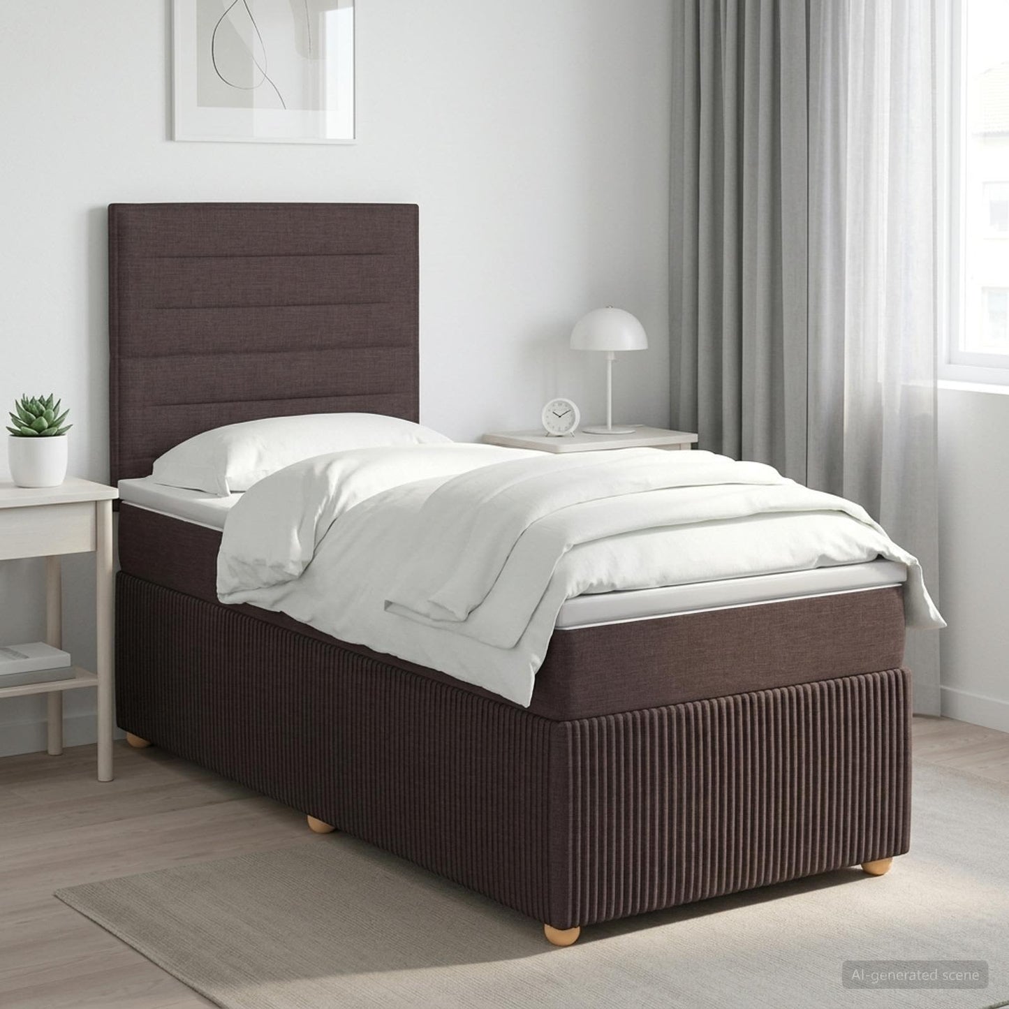 vidaXL Κρεβάτι box spring με στρώμα Σκούρο Καφέ 90 x 190 cm Ύφασμα