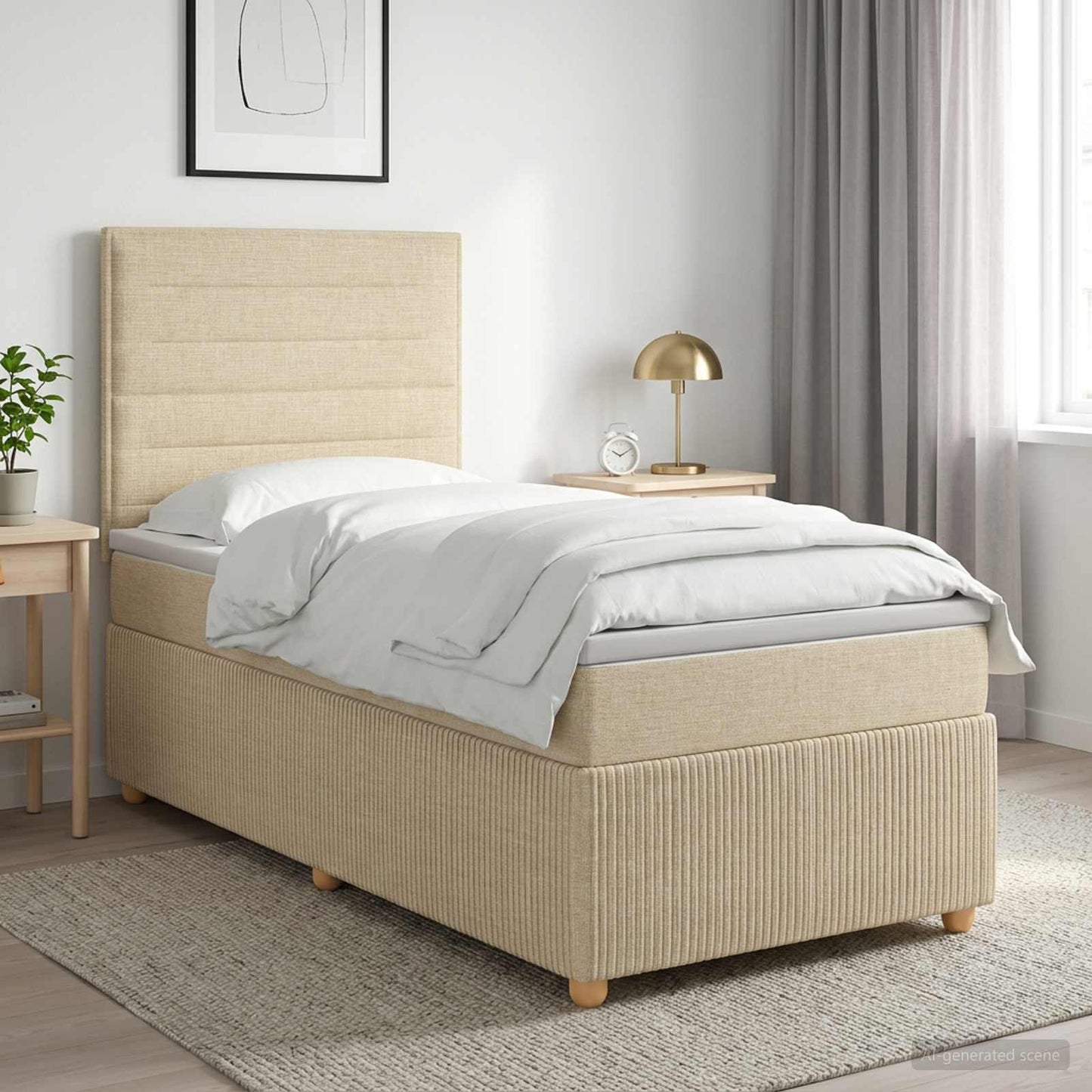 vidaXL Κρεβάτι box spring με στρώμα Κρεμ 80 x 200 cm Ύφασμα