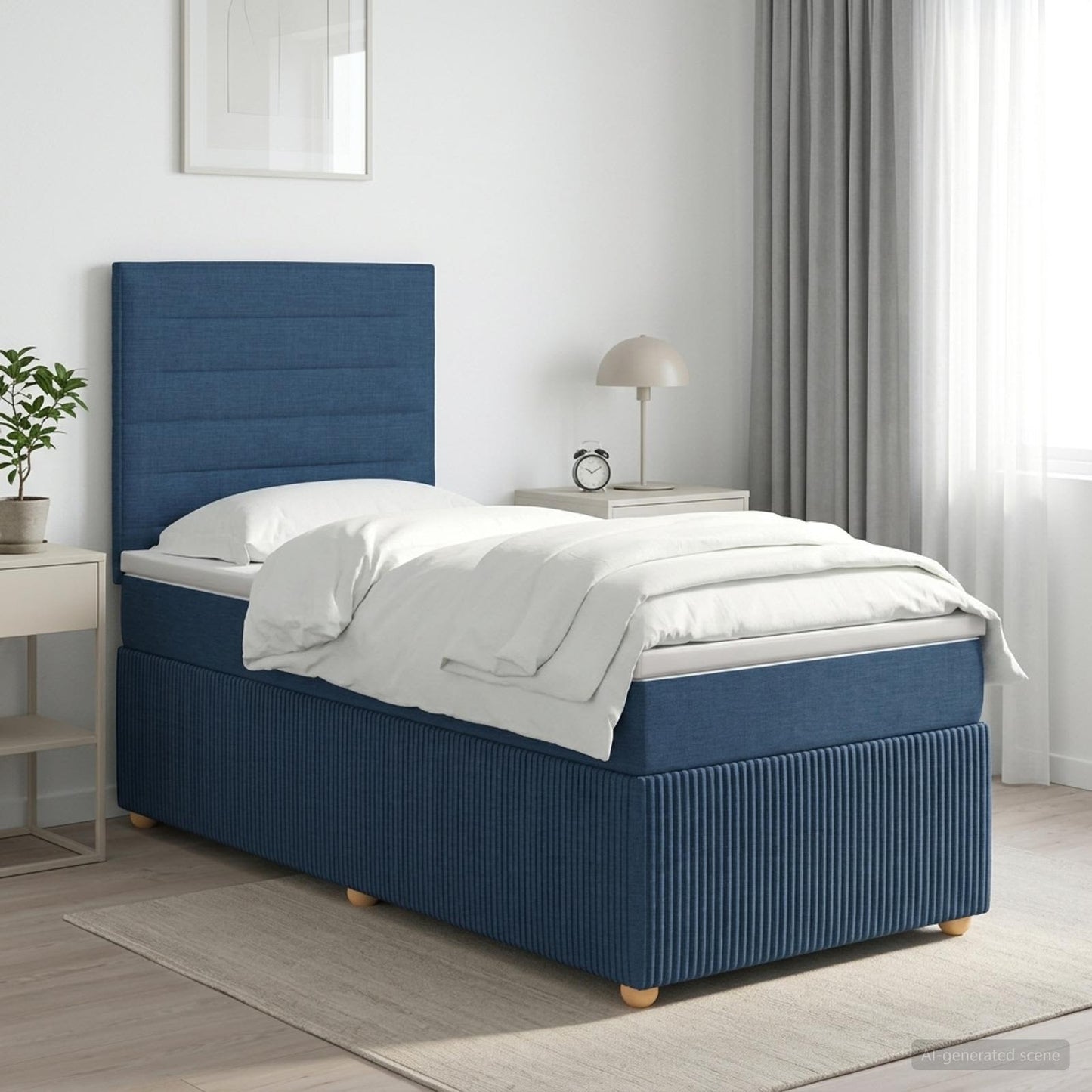 vidaXL Κρεβάτι box spring με στρώμα Μπλε 80 x 200 cm Ύφασμα