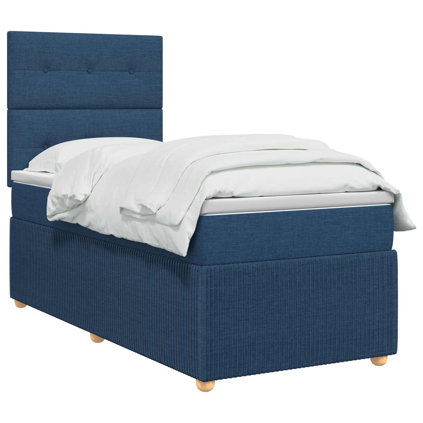 vidaXL Κρεβάτι box spring με στρώμα Μπλε 80 x 200 cm Ύφασμα