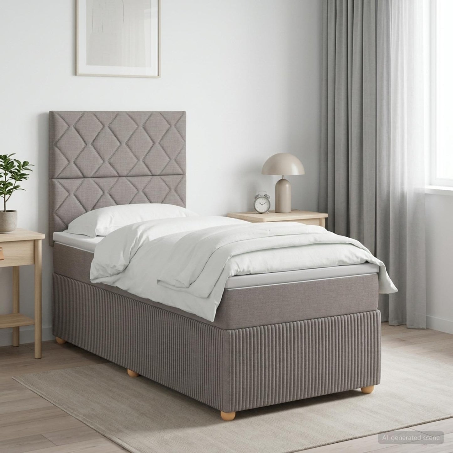 vidaXL Κρεβάτι box spring με στρώμα Taupe 90 x 200 cm Ύφασμα