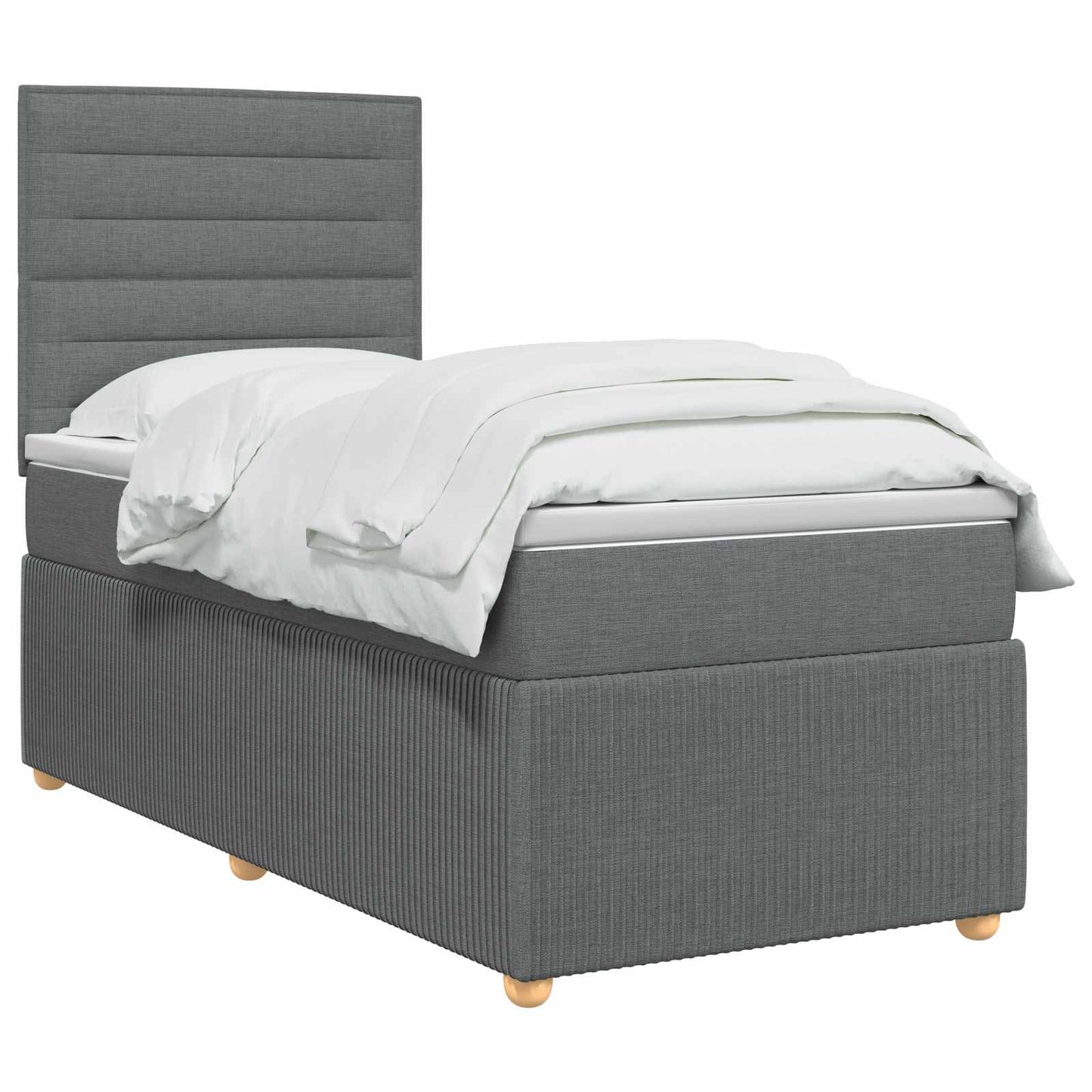 vidaXL Κρεβάτι box spring με στρώμα Σκούρο Γκρι 90 x 190 cm Ύφασμα