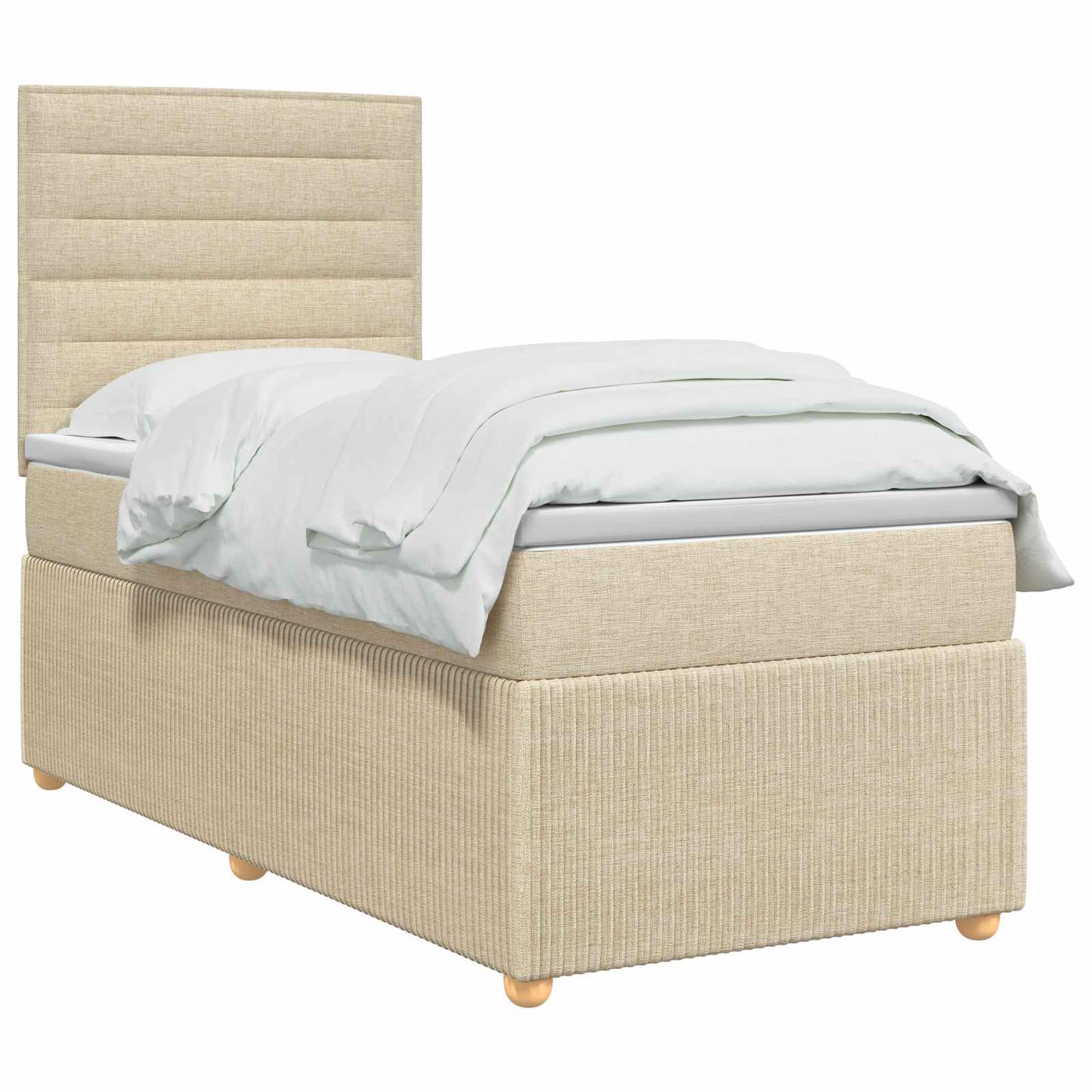 vidaXL Κρεβάτι box spring με στρώμα Κρεμ 90 x 190 cm Ύφασμα