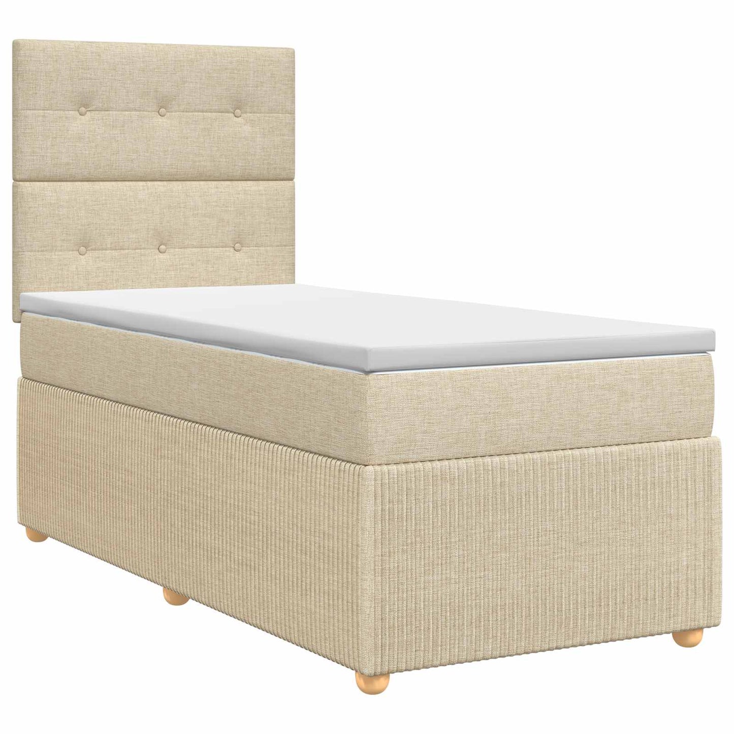 vidaXL Κρεβάτι box spring με στρώμα Κρεμ 90 x 190 cm Ύφασμα