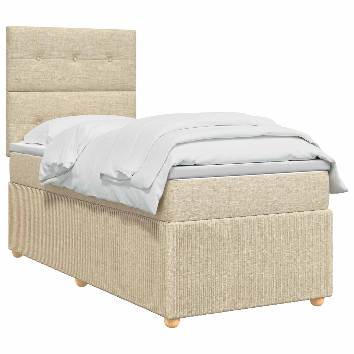 vidaXL Κρεβάτι box spring με στρώμα Κρεμ 90 x 190 cm Ύφασμα