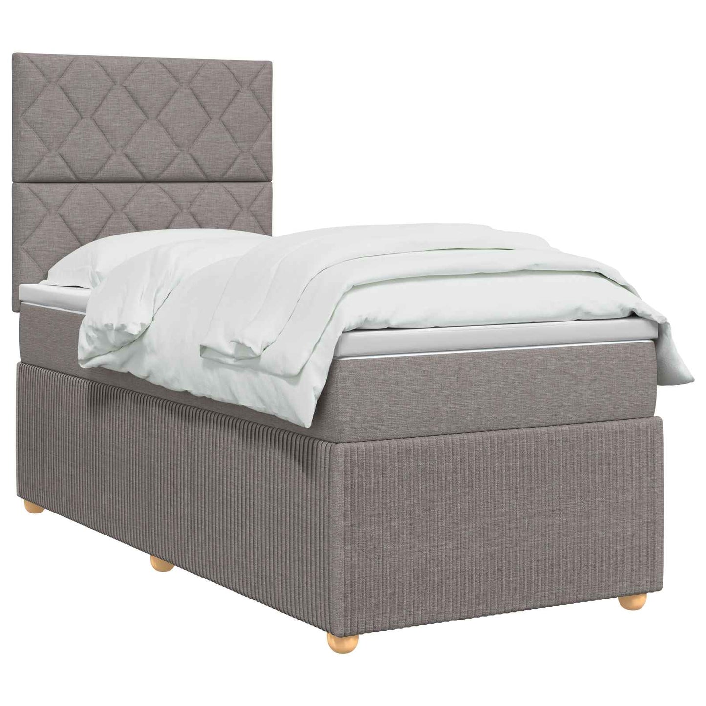 vidaXL Κρεβάτι box spring με στρώμα Taupe 90 x 200 cm Ύφασμα